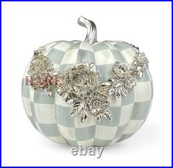 Mackenzie-Childs Sterling Check Large Floral Garland Pumpkin Halloween New