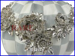 Mackenzie-Childs Sterling Check Large Floral Garland Pumpkin Halloween New