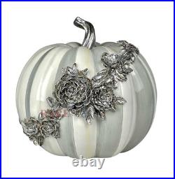 Mackenzie-Childs Sterling Stripe Medium Floral Garland Pumpkin Halloween New