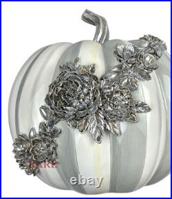 Mackenzie-Childs Sterling Stripe Medium Floral Garland Pumpkin Halloween New