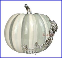 Mackenzie-Childs Sterling Stripe Medium Floral Garland Pumpkin Halloween New