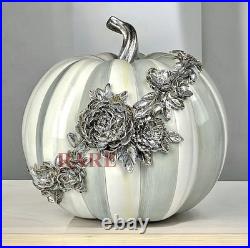 Mackenzie-Childs Sterling Stripe Medium Floral Garland Pumpkin Halloween New