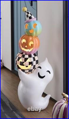 Mackenzie Childs Trick or Treat Illuminated Ghost with Pumpkins Figure