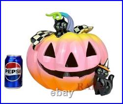 Mackenzie-Childs Trick or Treat Illuminated Jack O' Lantern 12 Pumpkin New Box