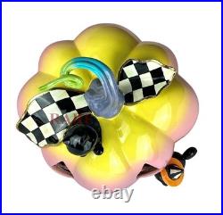 Mackenzie-Childs Trick or Treat Illuminated Jack O' Lantern 12 Pumpkin New Box