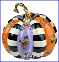 Mackenzie-Childs Violet Patchwork EXTRA Large Pumpkin Halloween New, Boxed