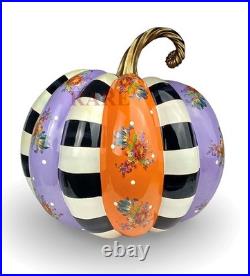 Mackenzie-Childs Violet Patchwork EXTRA Large Pumpkin Halloween New, Boxed