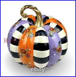 Mackenzie-Childs Violet Patchwork EXTRA Large Pumpkin Halloween New, Boxed