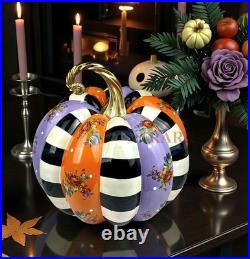 Mackenzie-Childs Violet Patchwork EXTRA Large Pumpkin Halloween New, Boxed