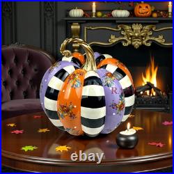 Mackenzie-Childs Violet Patchwork EXTRA Large Pumpkin Halloween New, Boxed