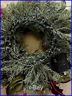 Mackenzie Childs Yuletide Manor Wreath Courtly Check Pre-Lit Small 16