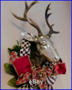 Mackenzie-child's Christmas Deer/stag With Orchard Check Wreath, New