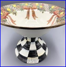 Mackenzie-child's Evergreen, Enamel Compote With Courtly Check Base