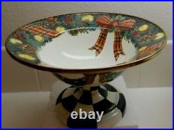 Mackenzie-child's Evergreen, Enamel Compote With Courtly Check Base, New, Retired