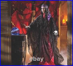 Madame Misery Halloween Decor with Flashing Blue Eyes & Stands 5ft-10in Tall