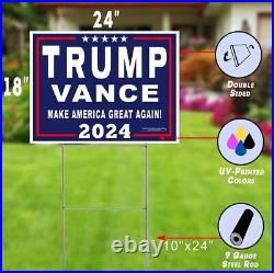 Made in USA Donald Trump Vance Yard Signs 2024 Election Rally Waterproof 18x24