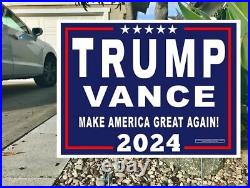 Made in USA Donald Trump Vance Yard Signs 2024 Election Rally Waterproof 18x24