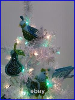Made to Order 12 Days of Christmas Hand Made Felt Ornaments set of 14 Turquoise