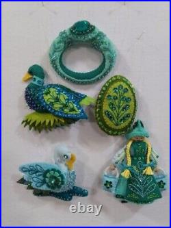 Made to Order 12 Days of Christmas Hand Made Felt Ornaments set of 14 Turquoise