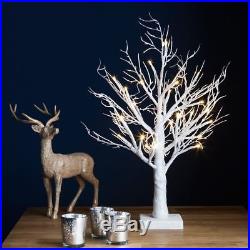 Mains Operated 2ft Christmas Glitter Xmas Twig Tree W 24 Warm White LED Lights