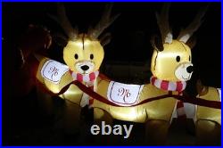 Mariah Carey 12ft Christmas Inflatable Santa Sleigh +3 Reindeer Outdoor -RETIRED