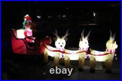 Mariah Carey 12ft Christmas Inflatable Santa Sleigh +3 Reindeer Outdoor -RETIRED