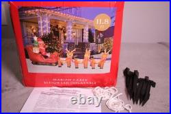 Mariah Carey 12ft Christmas Inflatable Santa Sleigh +3 Reindeer Outdoor -RETIRED
