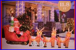 Mariah Carey 12ft Christmas Inflatable Santa Sleigh +3 Reindeer Outdoor -RETIRED