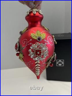 Mark Roberts King's Jewel Finial Ornament 8 Red Cardinal Gems Rhinestones