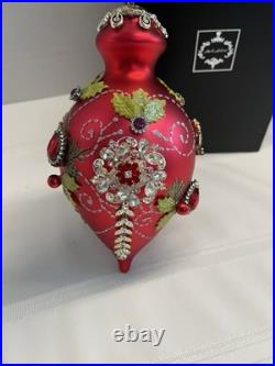 Mark Roberts King's Jewel Finial Ornament 8 Red Cardinal Gems Rhinestones