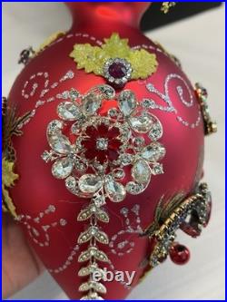 Mark Roberts King's Jewel Finial Ornament 8 Red Cardinal Gems Rhinestones