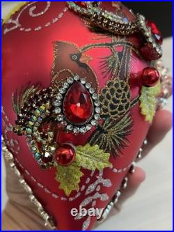 Mark Roberts King's Jewel Finial Ornament 8 Red Cardinal Gems Rhinestones