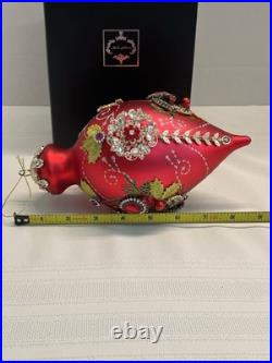 Mark Roberts King's Jewel Finial Ornament 8 Red Cardinal Gems Rhinestones