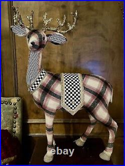 Mark Roberts Large Plaid & Courtly Check Glitter Christmas Stag Reindeer 3' Tall