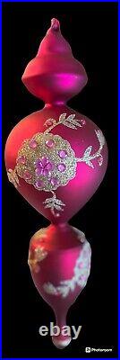 Mark Roberts XL 15 Finial Fuchsia Pink Embellished Glass Christmas Ornament