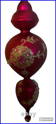 Mark Roberts XL 15 Finial Fuchsia Pink Embellished Glass Christmas Ornament