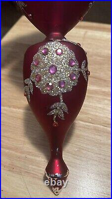 Mark Roberts XL 15 Finial Fuchsia Pink Embellished Glass Christmas Ornament