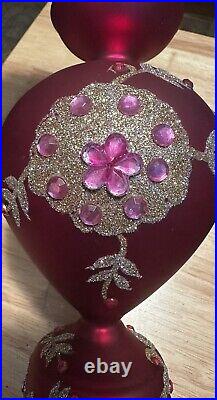 Mark Roberts XL 15 Finial Fuchsia Pink Embellished Glass Christmas Ornament