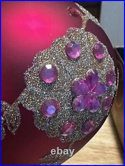 Mark Roberts XL 15 Finial Fuchsia Pink Embellished Glass Christmas Ornament