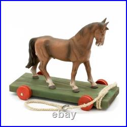 Marolin Paper Mache Antique Replica Wooden Pull Toy, Brown Horse