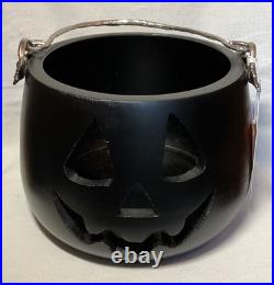 Martha Stewart 9 X 11 Wooden BLACK BUCKET JACK O LANTERN NWT