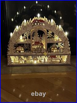 Martha Stewart Christmas Wood Arch Cut Out Mini Candles Lights Up Santa Winter