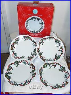 Martha Stewart Collection-Holiday Garden Dinner Plates-set of 4 NIB $80