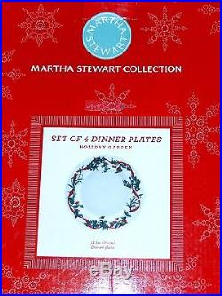 Martha Stewart Collection-Holiday Garden Dinner Plates-set of 4 NIB $80