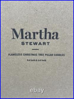 Martha Stewart LUMINARA Gold Christmas Glitter Tree Pillars Candles, 6.5, 9.5