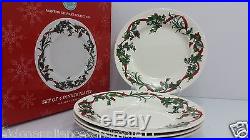 Martha Stewart Set Of 4 Dinner Plates Holiday Garden Christmas White Dinnerwar