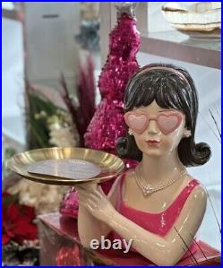 Martha Stewart Valentines Lady Bust Heart Glasses Holding Gold Tray