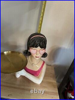 Martha Stewart Valentines Lady Bust Heart Glasses Holding Gold Tray