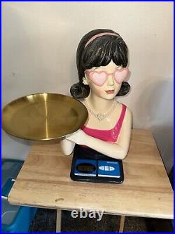 Martha Stewart Valentines Lady Bust Heart Glasses Holding Gold Tray