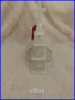 Martha Stewart White Ceramic LED Lighted Christmas Town Village Church House